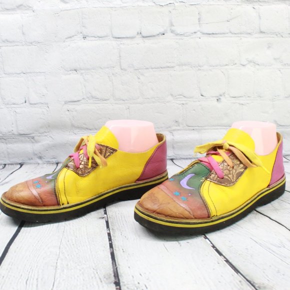 Aquatred By Goodyear Soles Multicolor Moon Stars Leather Oxford Shoes M 5 L 7 - Picture 2 of 9